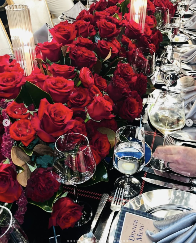Red roses an homage to Ralph Lauren at Pete Bell's 55th birthday. (Instagram photo)